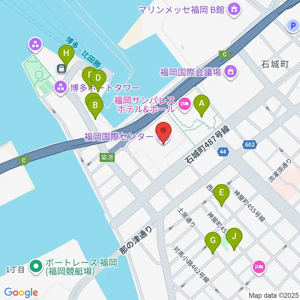福岡国際センター周辺のカフェ一覧地図