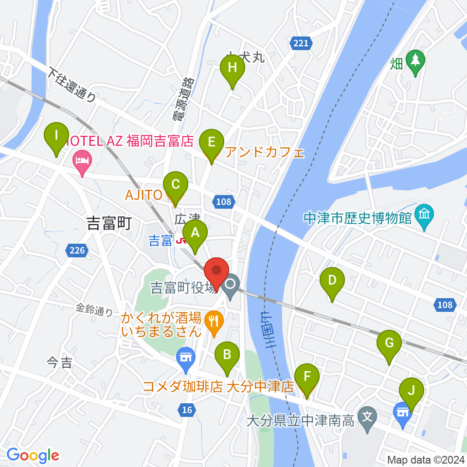 吉富フォーユー会館周辺のカフェ一覧地図