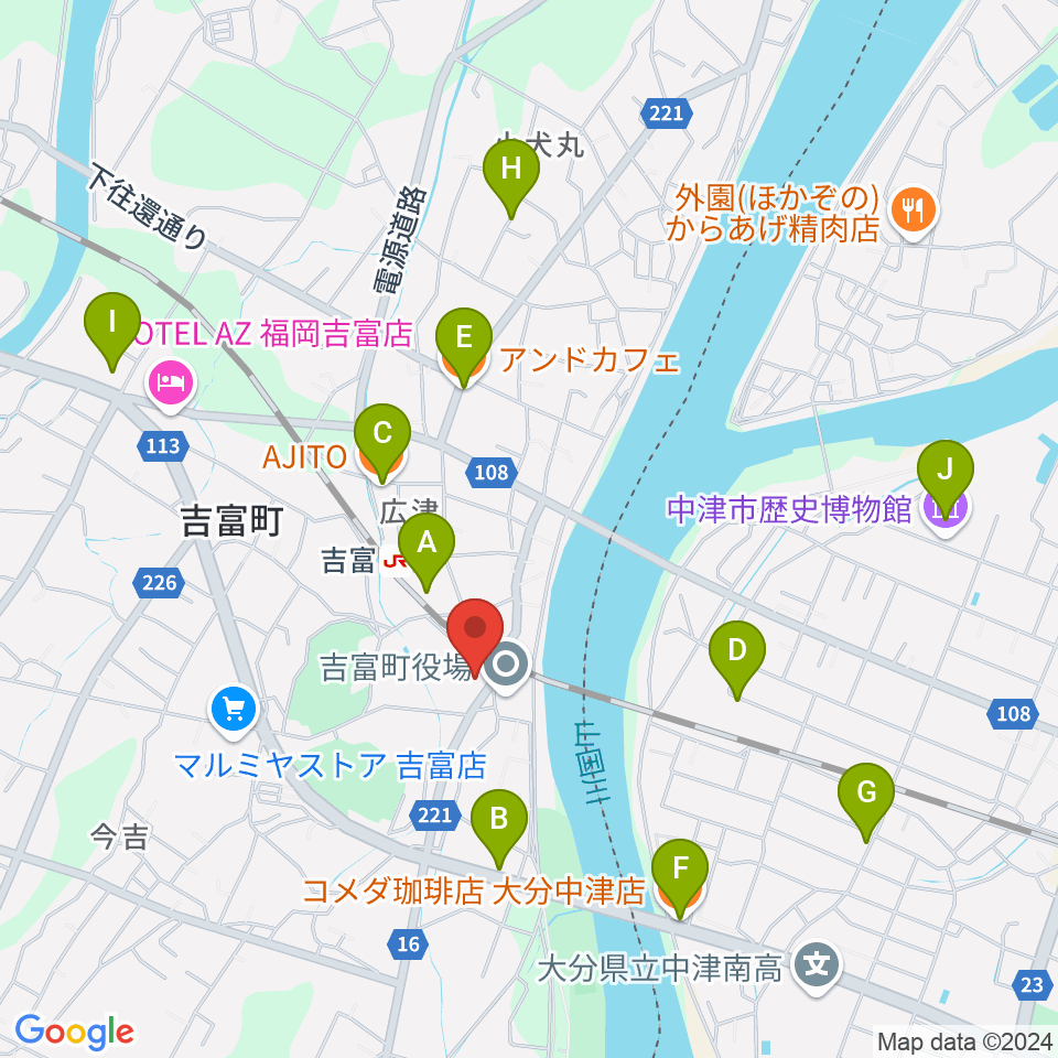 吉富フォーユー会館周辺のカフェ一覧地図