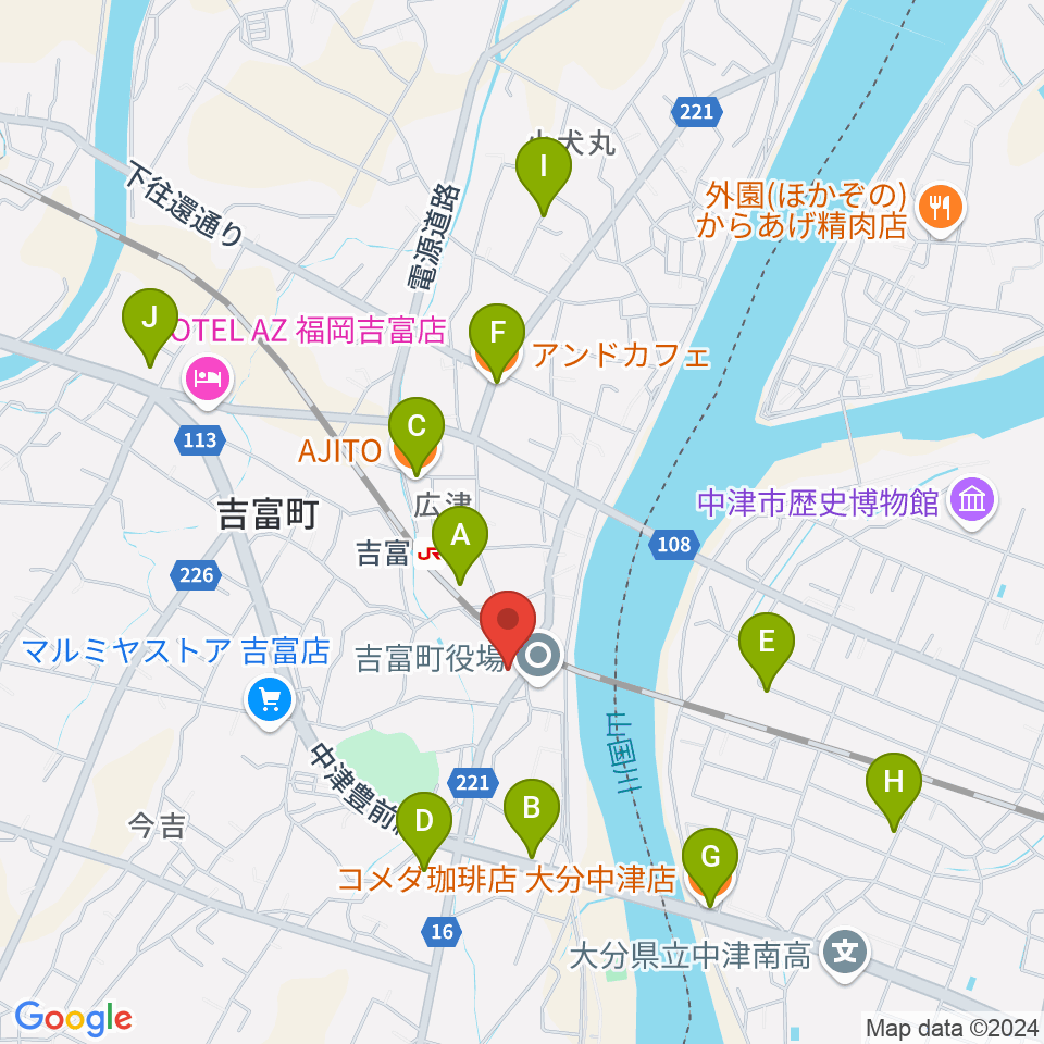 吉富フォーユー会館周辺のカフェ一覧地図