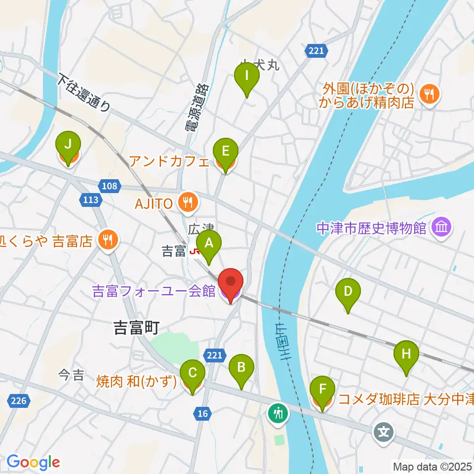 吉富フォーユー会館周辺のカフェ一覧地図