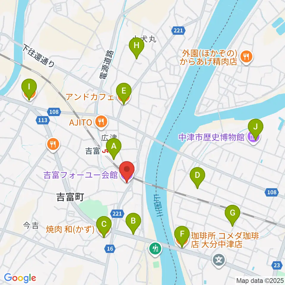吉富フォーユー会館周辺のカフェ一覧地図