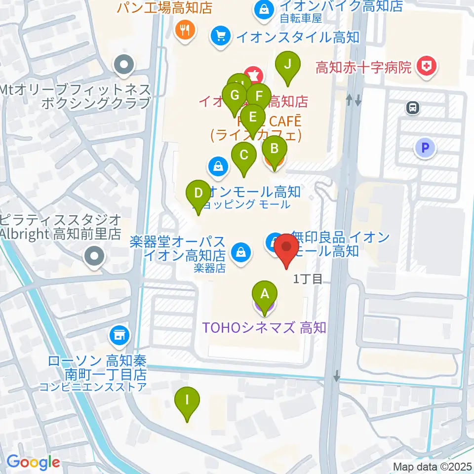 高知ライラホール周辺のカフェ一覧地図