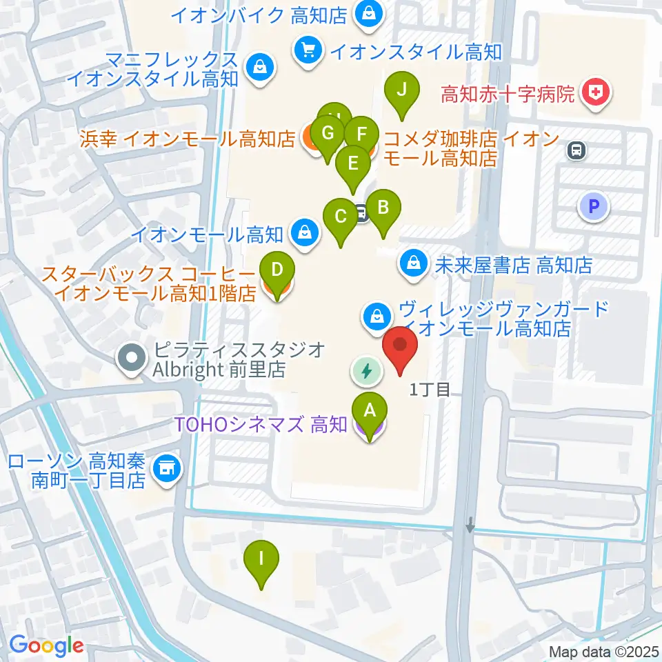 高知ライラホール周辺のカフェ一覧地図