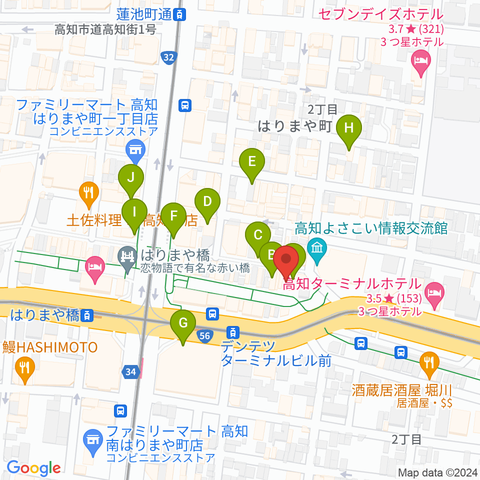 BeeStation周辺のカフェ一覧地図