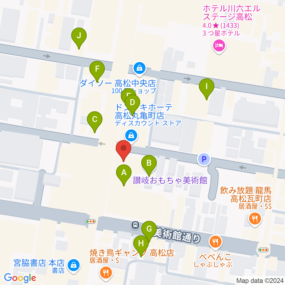 丸亀町レッツホール周辺のカフェ一覧地図