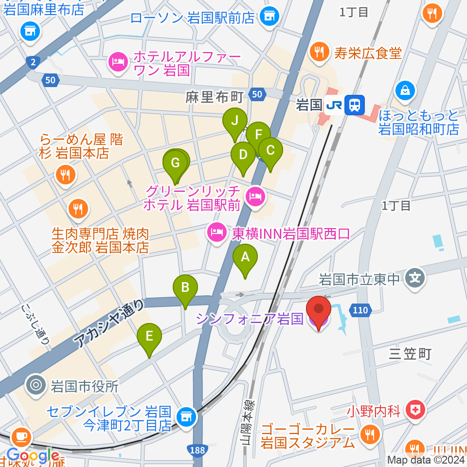 シンフォニア岩国周辺のカフェ一覧地図