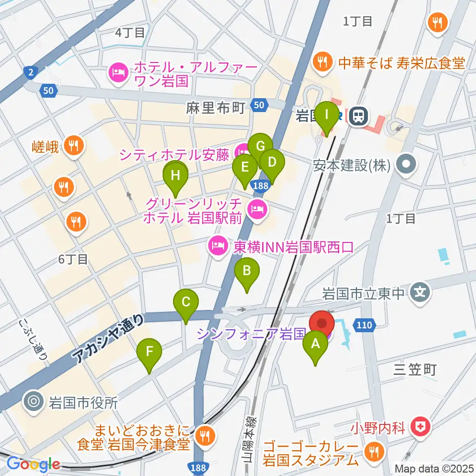 シンフォニア岩国周辺のカフェ一覧地図