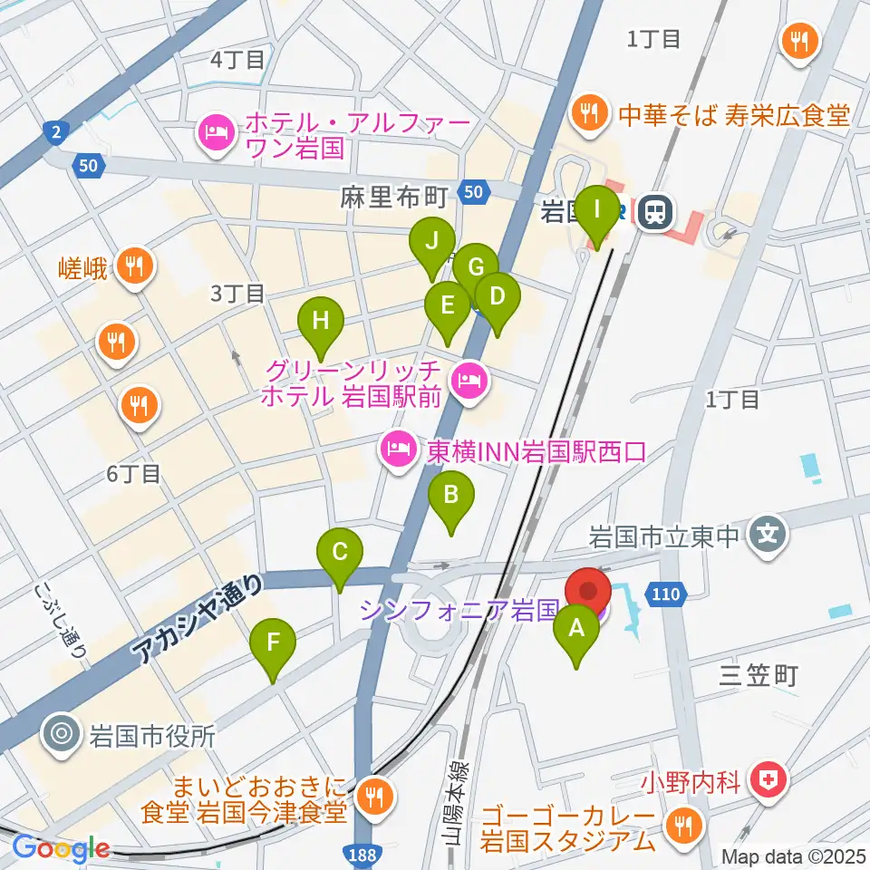 シンフォニア岩国周辺のカフェ一覧地図
