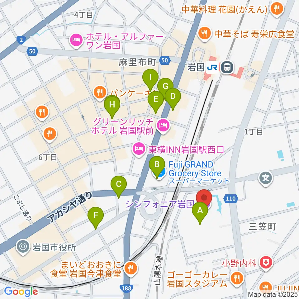 シンフォニア岩国周辺のカフェ一覧地図