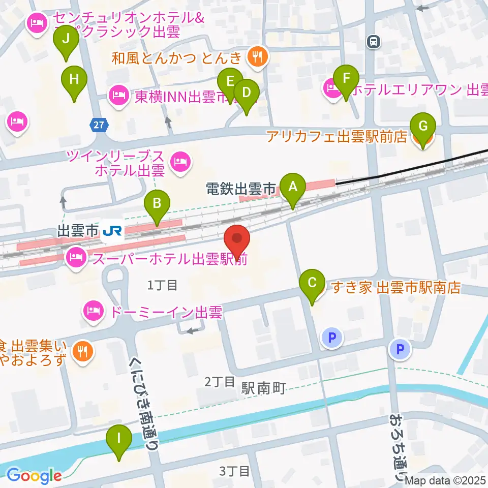 ビッグハート出雲周辺のカフェ一覧地図