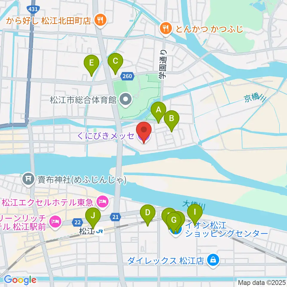 くにびきメッセ周辺のカフェ一覧地図