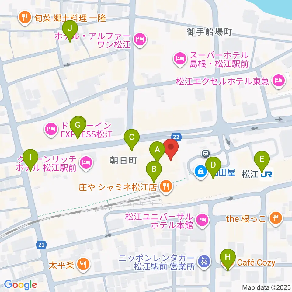 松江テルサ周辺のカフェ一覧地図