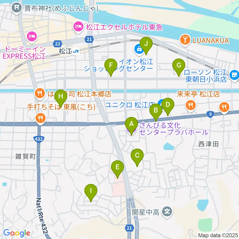 さんびる文化センタープラバホール周辺のカフェ一覧地図