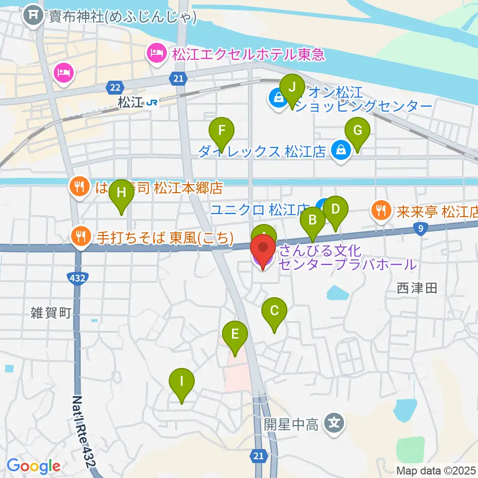 さんびる文化センタープラバホール周辺のカフェ一覧地図