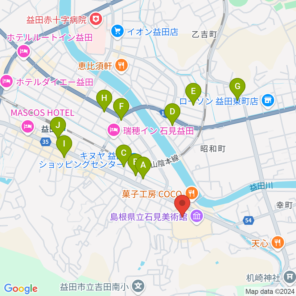 島根県立いわみ芸術劇場グラントワ周辺のカフェ一覧地図