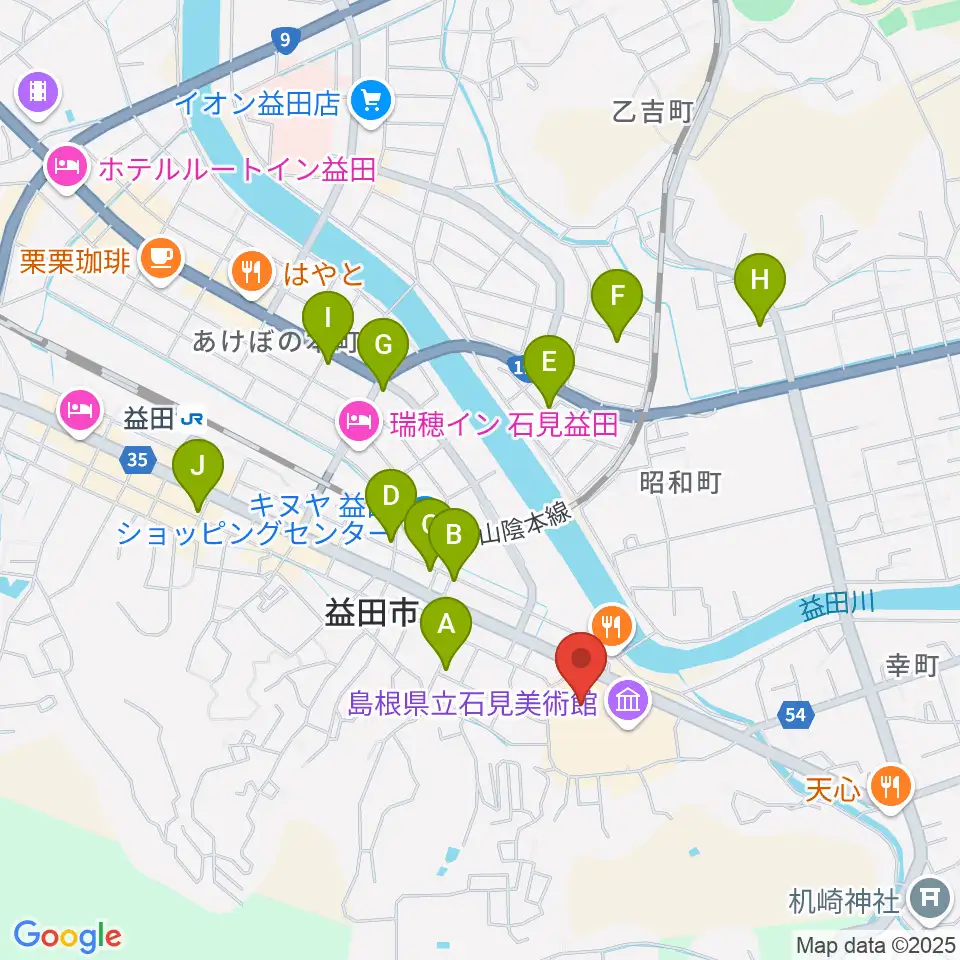 島根県立いわみ芸術劇場グラントワ周辺のカフェ一覧地図