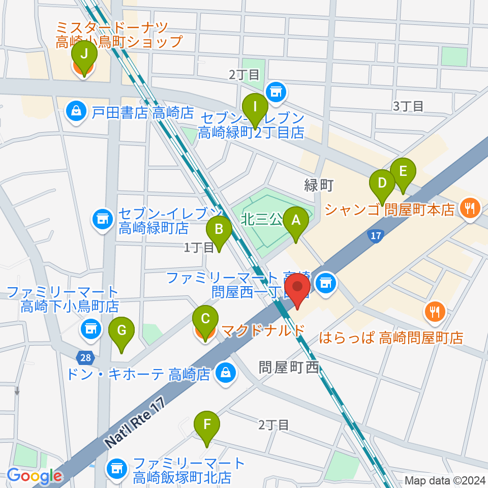 高崎シューベルトサロン周辺のカフェ一覧地図