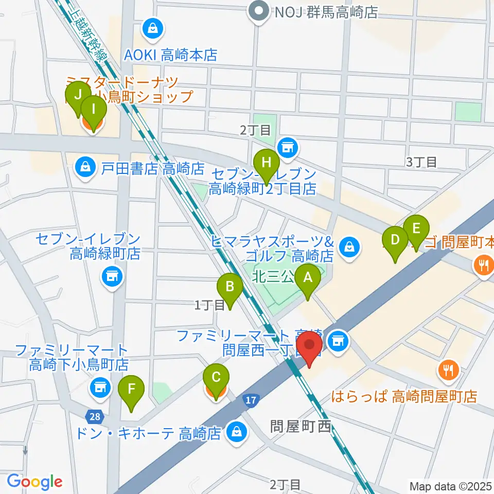 高崎シューベルトサロン周辺のカフェ一覧地図