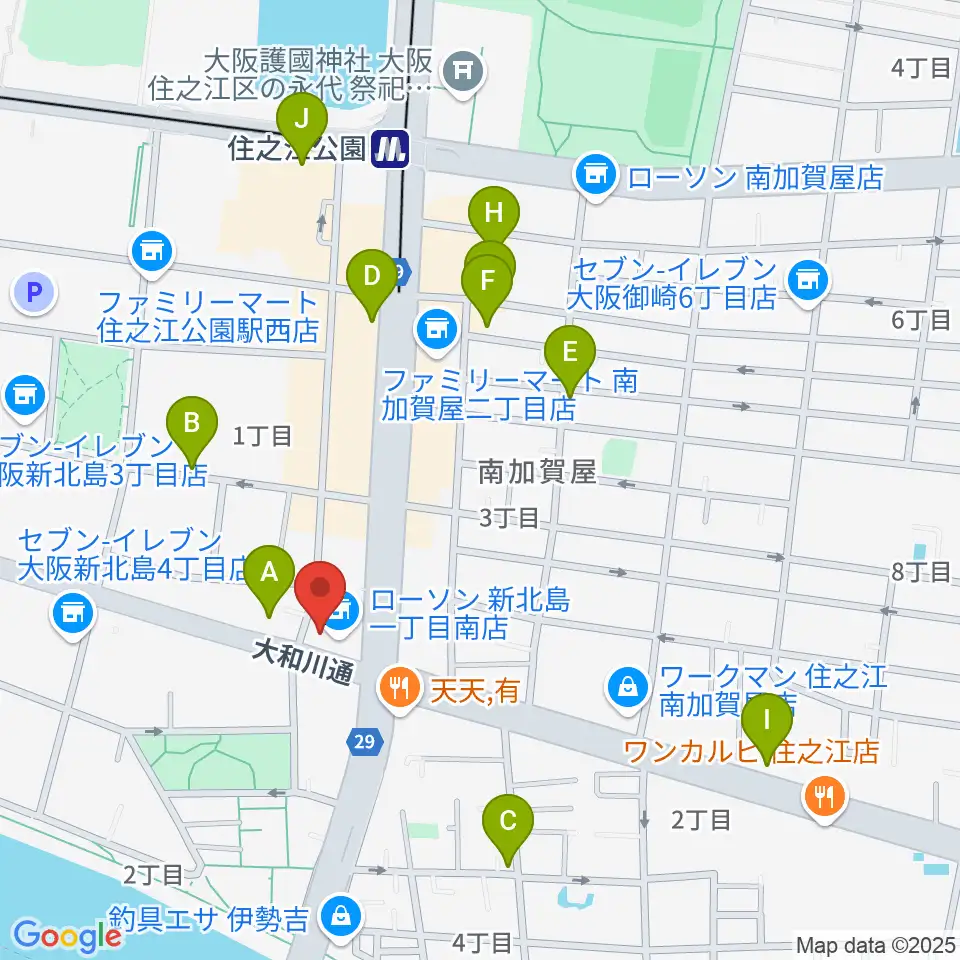 住之江スタジオ周辺のカフェ一覧地図