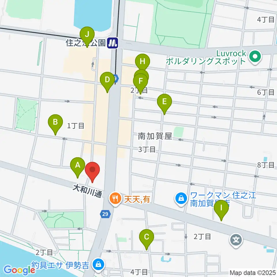 住之江スタジオ周辺のカフェ一覧地図