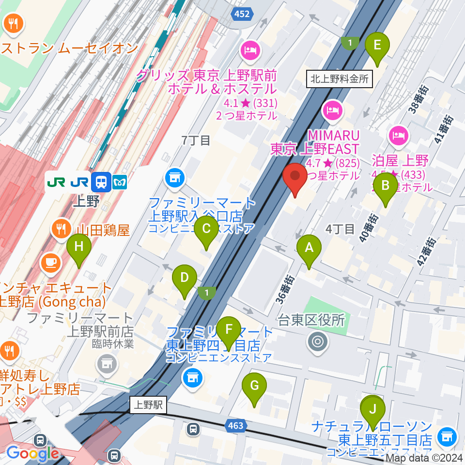 スタジオアンサンブル周辺のカフェ一覧地図