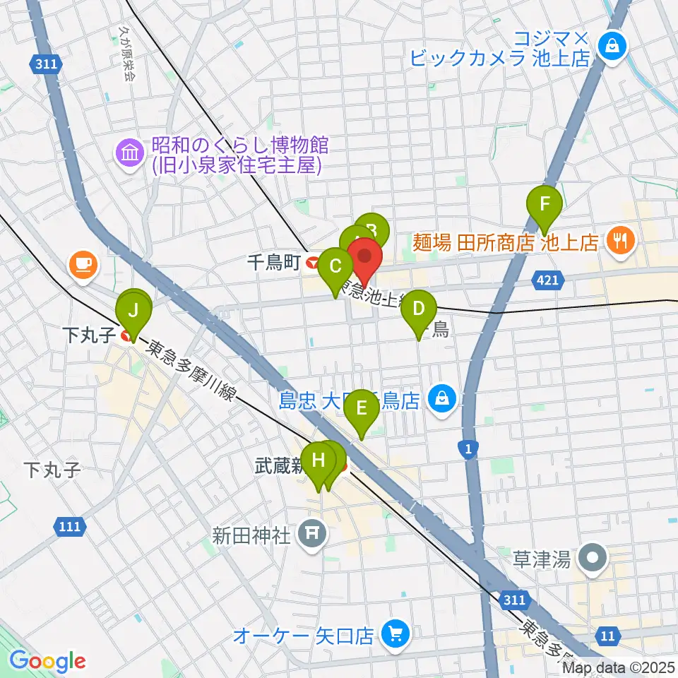 シティーバード音楽スタジオ周辺のカフェ一覧地図
