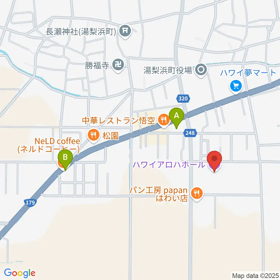 ハワイアロハホール周辺のカフェ一覧地図