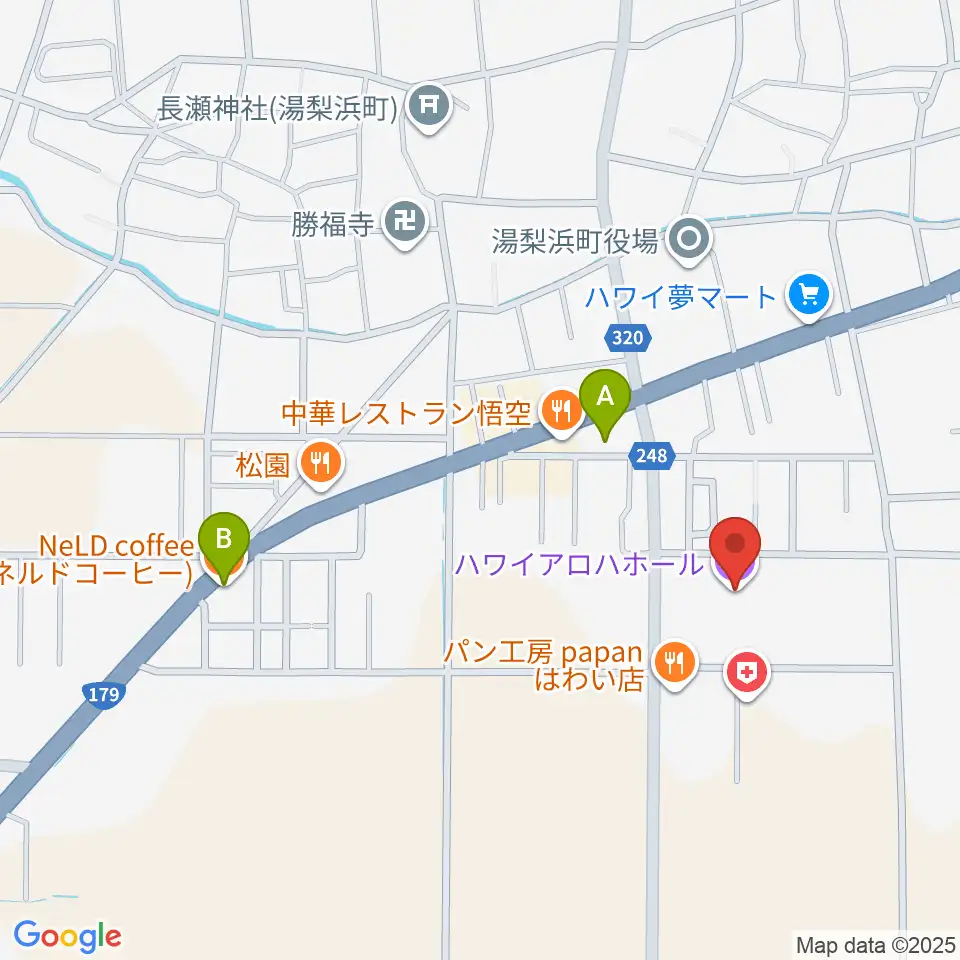 ハワイアロハホール周辺のカフェ一覧地図