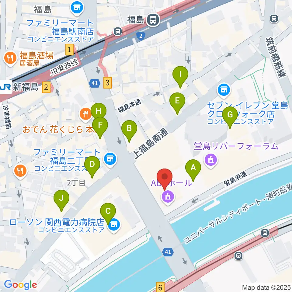 ABCホール周辺のカフェ一覧地図