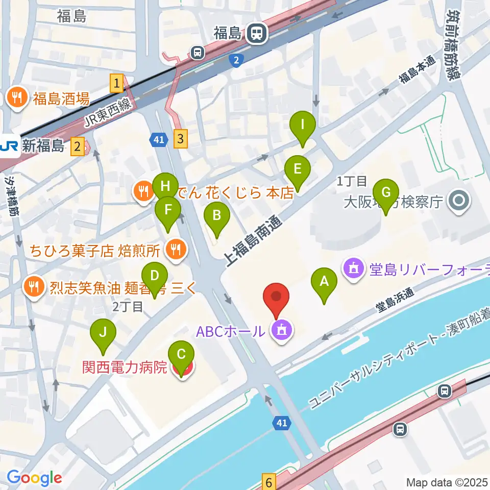 ABCホール周辺のカフェ一覧地図