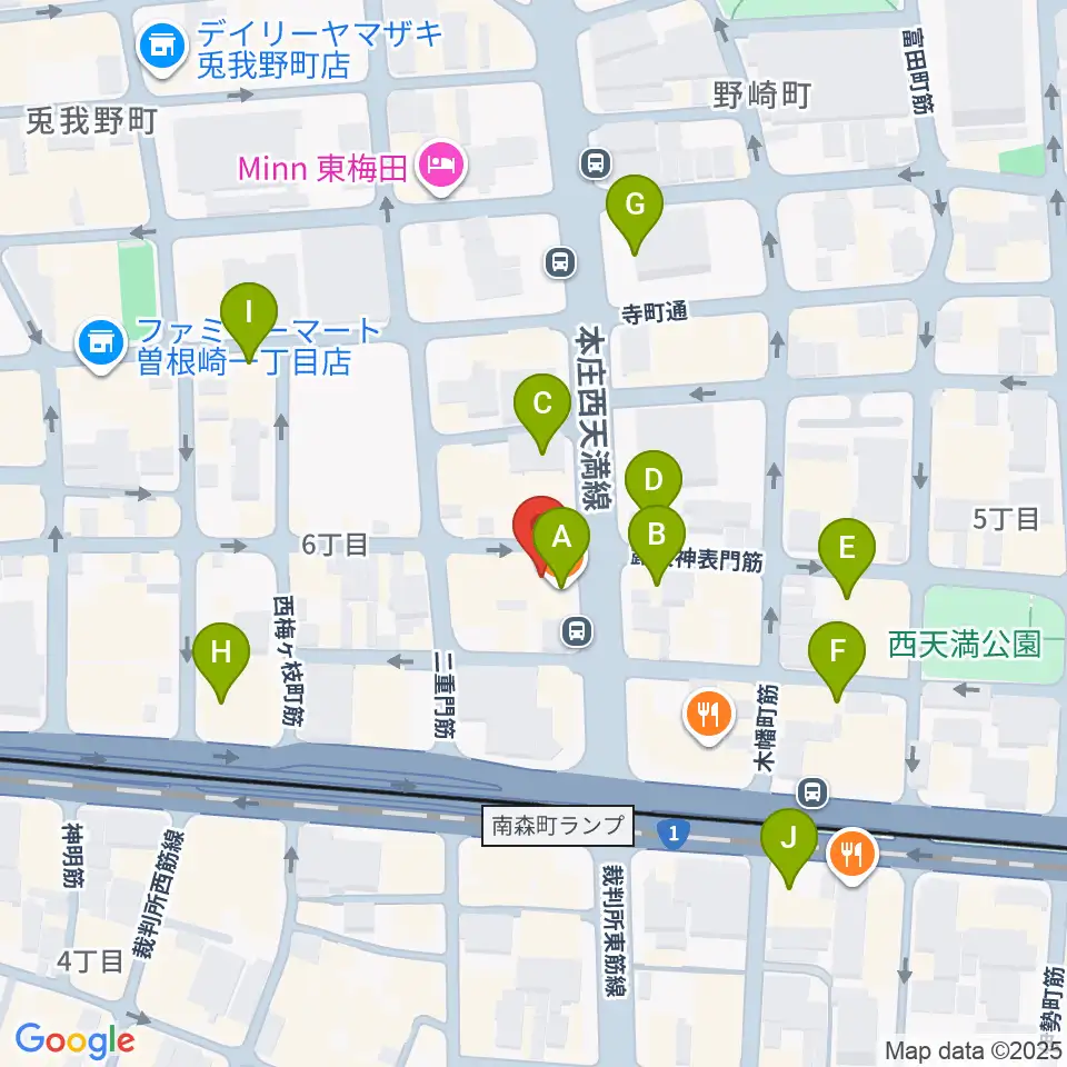 大阪Rumio周辺のカフェ一覧地図