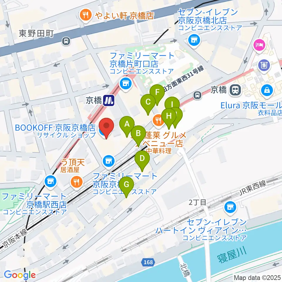 羅い舞座 京橋劇場周辺のカフェ一覧地図