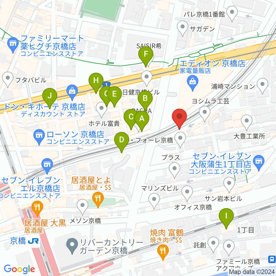 京橋ベロニカ周辺のカフェ一覧地図