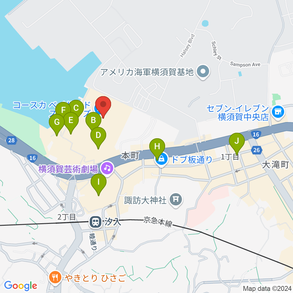 島村楽器 Coaska Bayside Stores横須賀店周辺のカフェ一覧地図