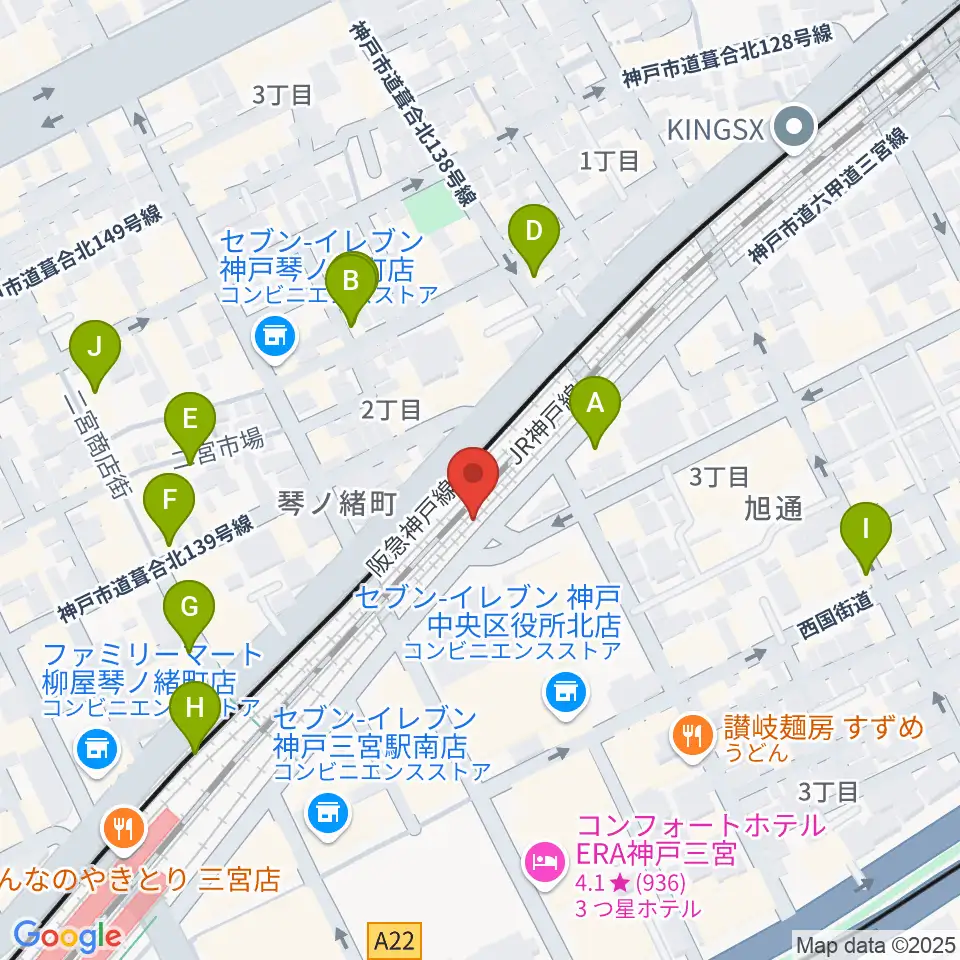 太陽と虎周辺のカフェ一覧地図