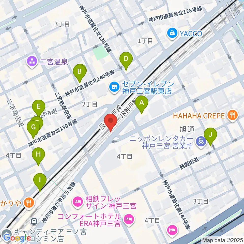 太陽と虎周辺のカフェ一覧地図