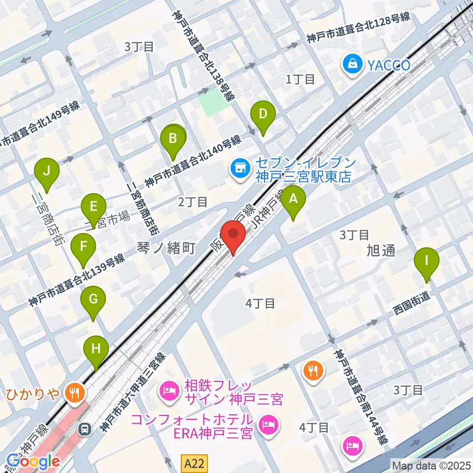 太陽と虎周辺のカフェ一覧地図