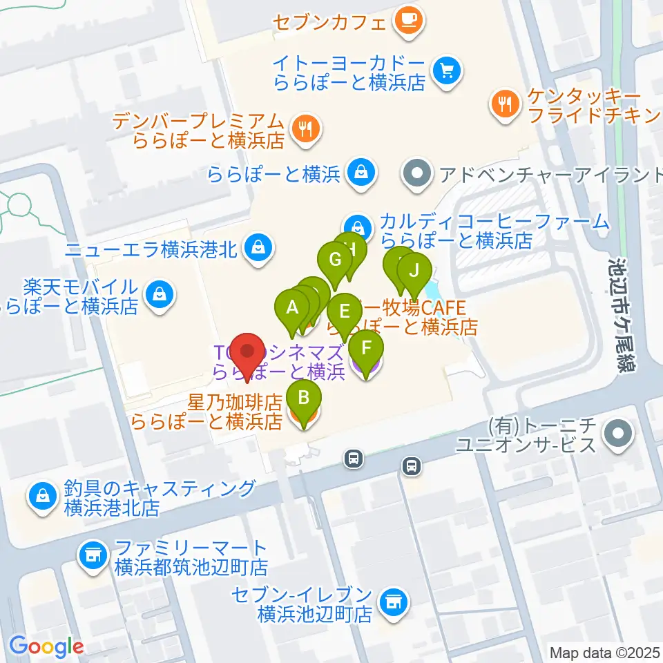 島村楽器 ららぽーと横浜店 周辺のカフェ一覧地図