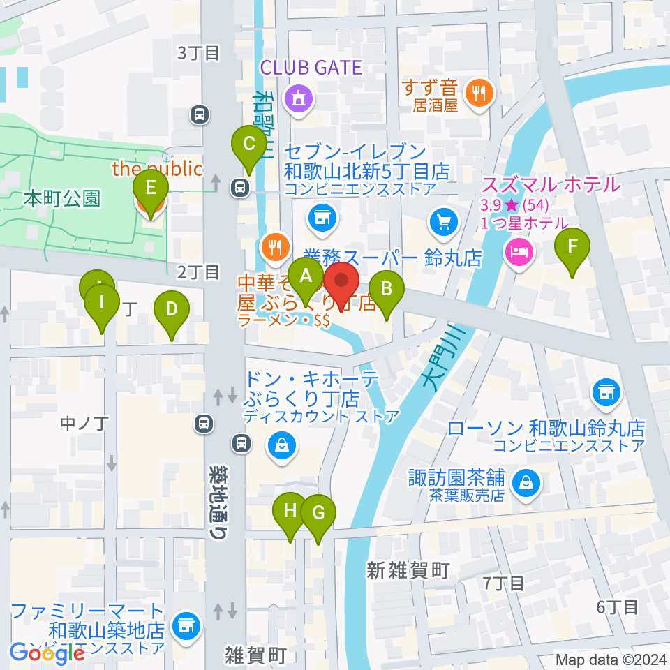 和歌山オールドタイム周辺のカフェ一覧地図