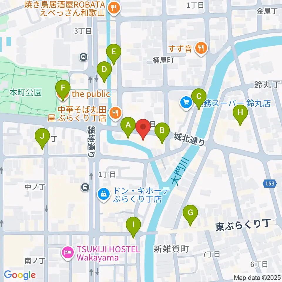 和歌山オールドタイム周辺のカフェ一覧地図