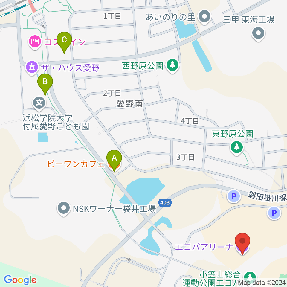 静岡エコパアリーナ周辺のカフェ一覧地図