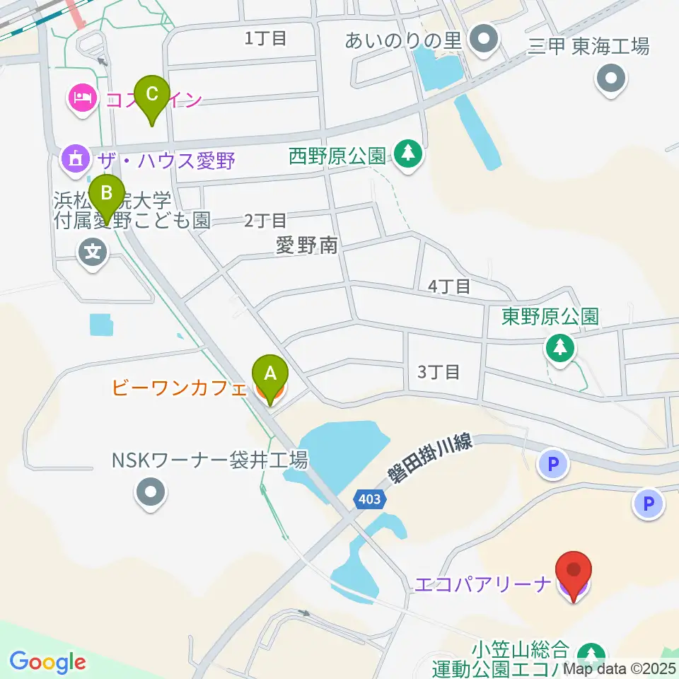 静岡エコパアリーナ周辺のカフェ一覧地図