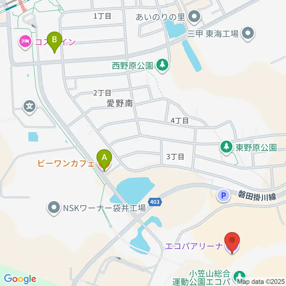 静岡エコパアリーナ周辺のカフェ一覧地図