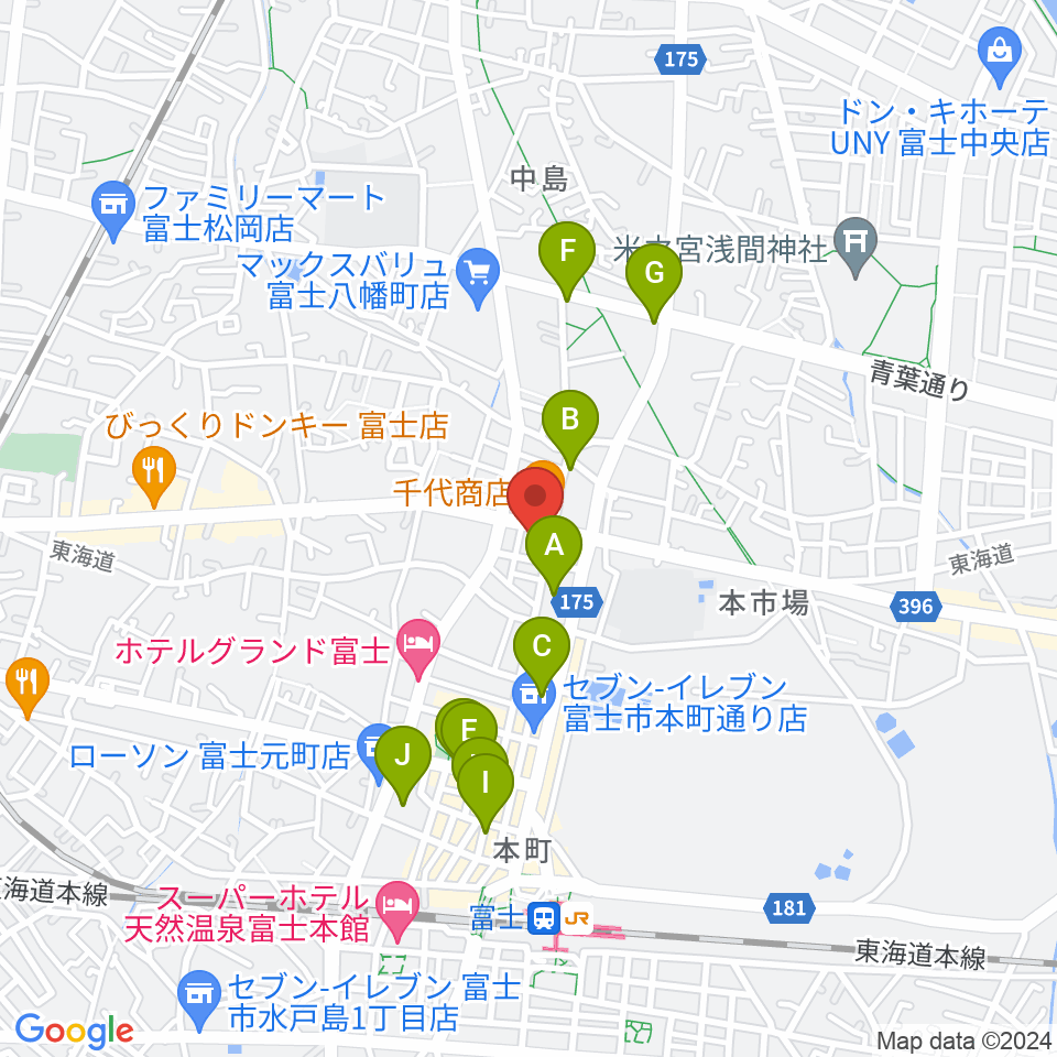富士アニマルネスト周辺のカフェ一覧地図