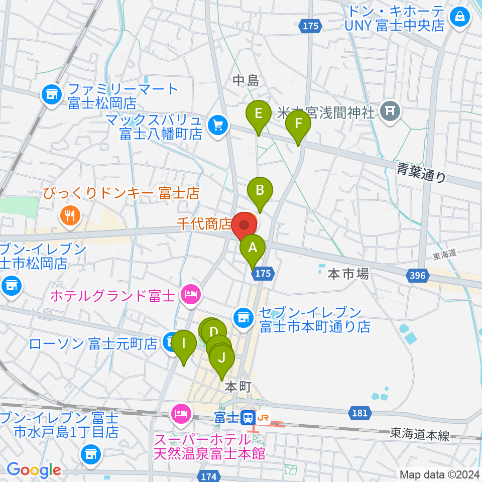 富士アニマルネスト周辺のカフェ一覧地図