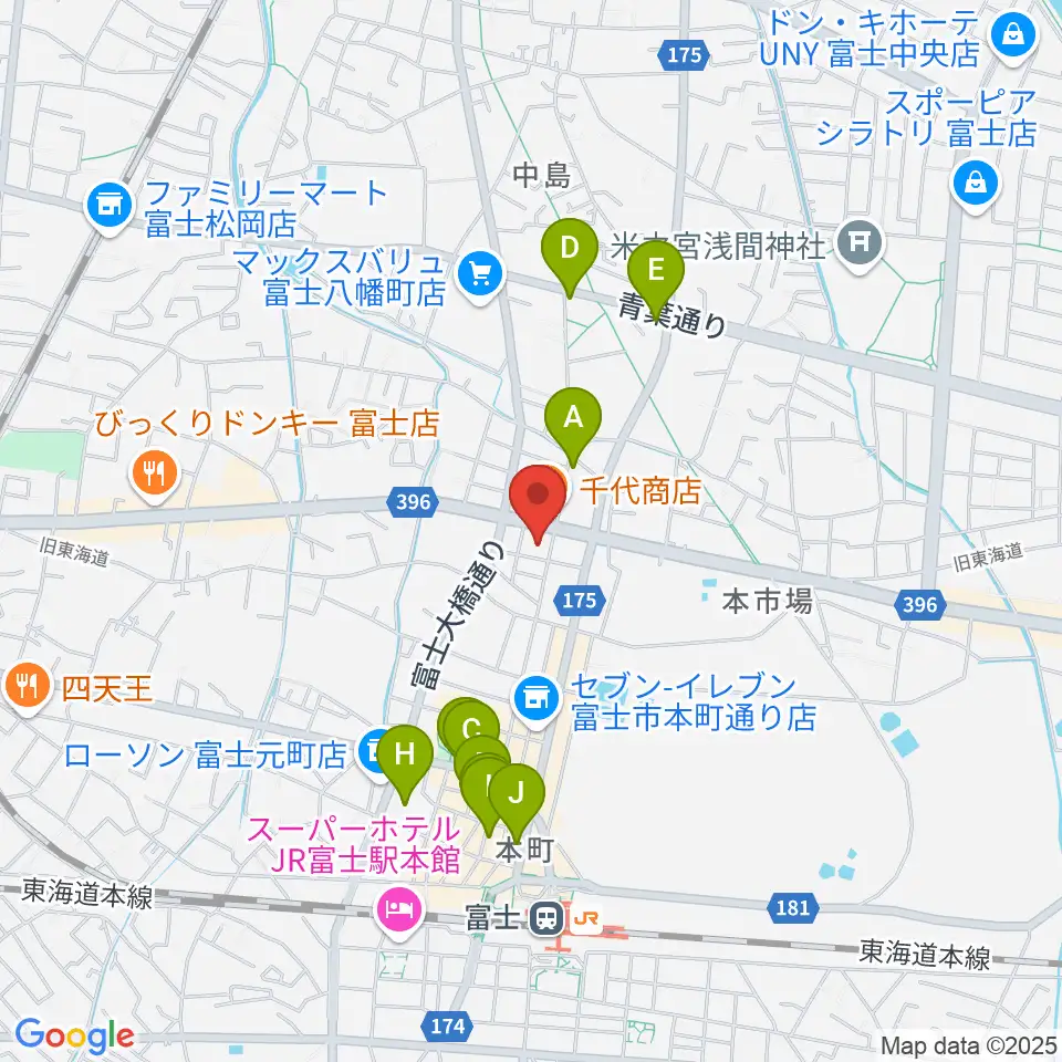 富士アニマルネスト周辺のカフェ一覧地図