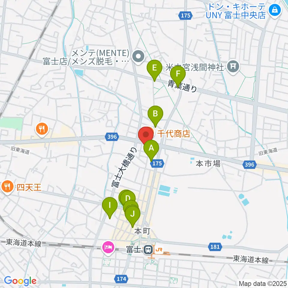 富士アニマルネスト周辺のカフェ一覧地図