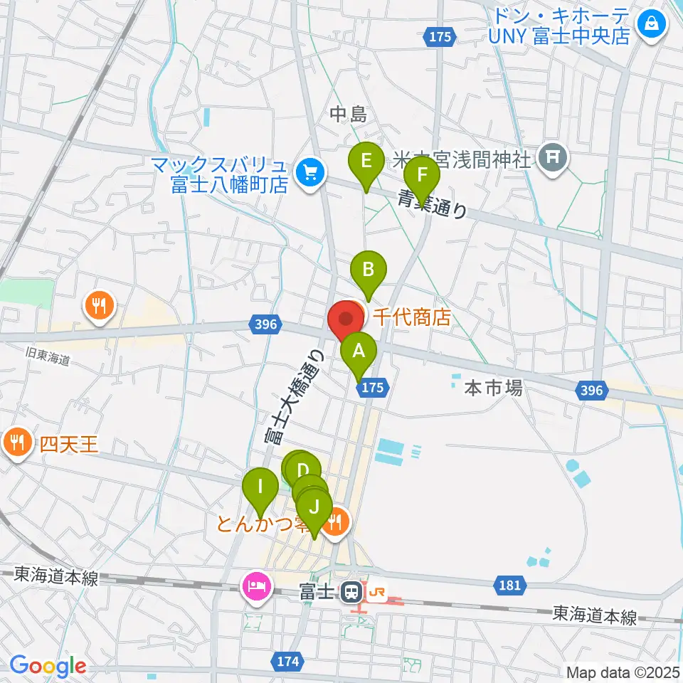富士アニマルネスト周辺のカフェ一覧地図