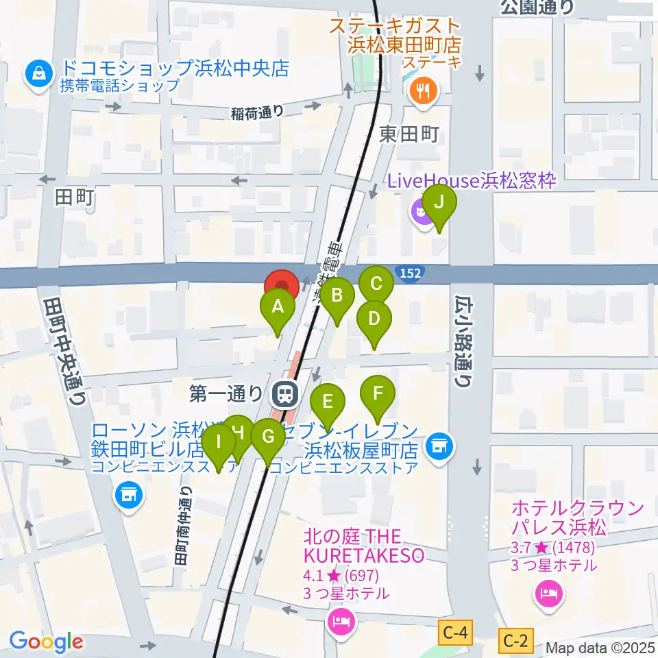 浜松G-SIDE周辺のカフェ一覧地図